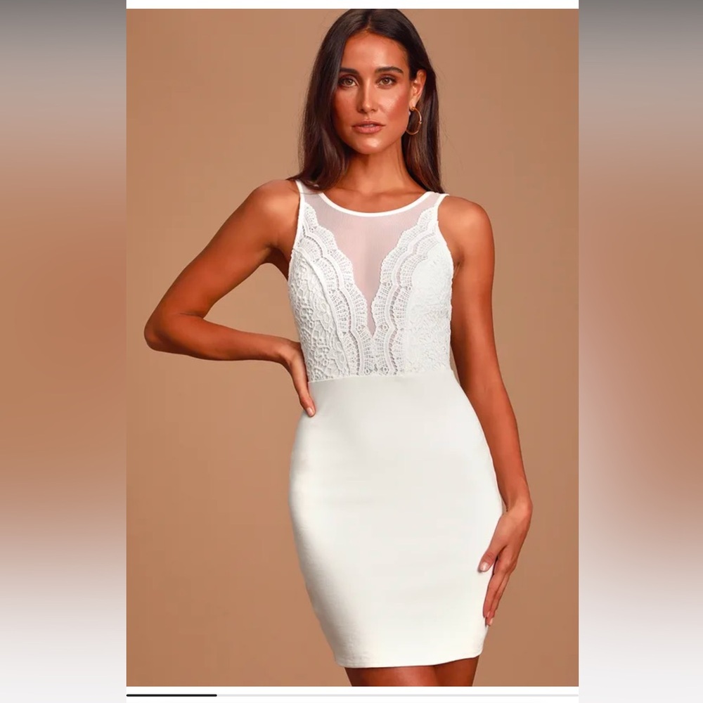 Lulus Coquina White Lace Bodycon Dress